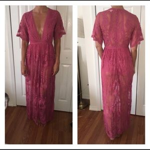 Pink lace romper dress